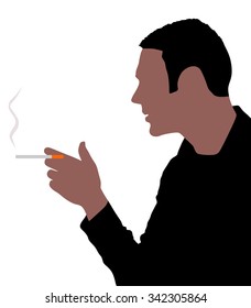 man smoking cigarette, vector