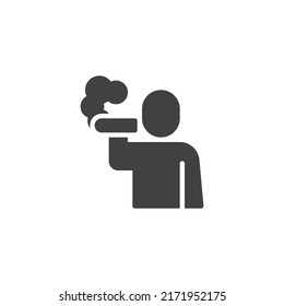 Hombre fumando un icono vector de cigarrillos. signo plano relleno para concepto móvil y diseño web. icono de glifo humeante de cigarrillos. Símbolo, ilustración del logotipo. Gráficos vectoriales