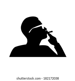man smoking a cigarette vector silhouette