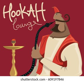 Man Smoking Hookah (Vector Art)