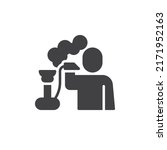 Man smoking hookah vector icon. filled flat sign for mobile concept and web design. Hookah smoking glyph icon. Symbol, logo illustration. Vector graphics