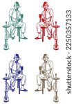 Man Smoking Hookah Vector Illustration. Hookah Pipe. Shisha Bar. Man Smoking Nargile