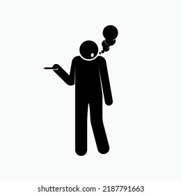 Man Smoking Icon. Bad Habit Symbol - Vector.