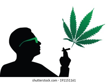man smoking marijuana vector illustration