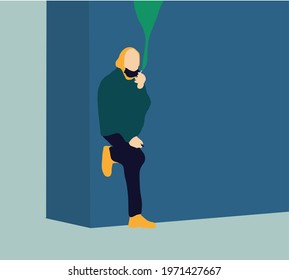 Man smoking with mask during COVID-19 pandemic coughing and smoking a cigarette at the street. Smoking causes lung cancer and other diseases. The dangers of smoking.