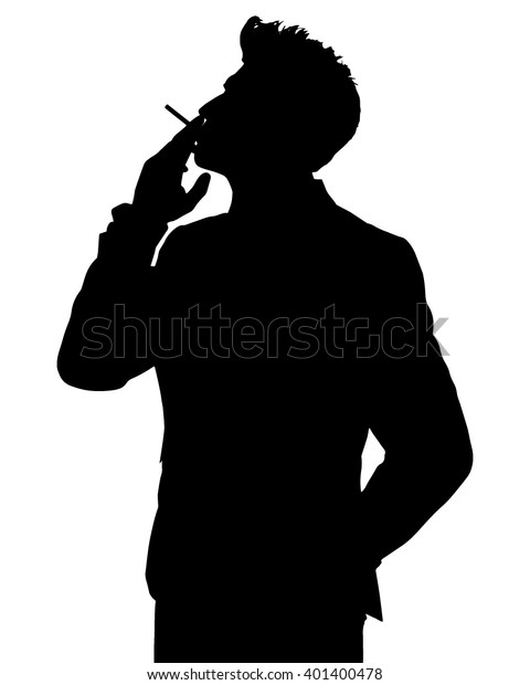 Man Smoking Silhouette のベクター画像素材 ロイヤリティフリー 401400478