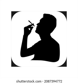 Man smoking silhouette with frame