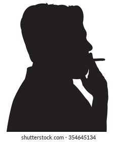 man smoking, silhouette vector