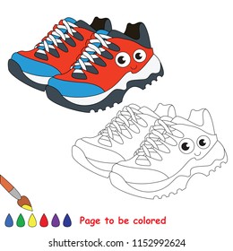 Man Sneakers Pair to be colored, the coloring book for preschool kids with easy educational gaming level.