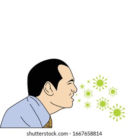 man is sneezing illustration vector, corona virus.