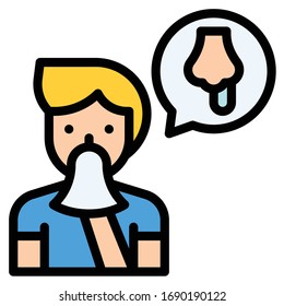 Man sneezing vector illustration, filled design icon
