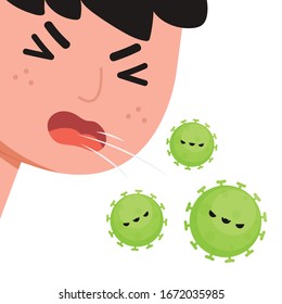 A man sneezing vector. illustration on white background. Bacteria character vector. Virus character design.