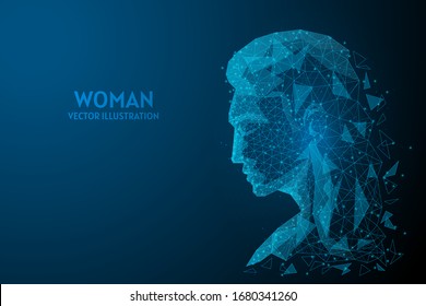 The man is sneezing. Woman's face close up. Symptom of infection, spread of the viral infection COVID-19 coronavirus, innovative medical technology. 3d low poly wireframe vector illustration.