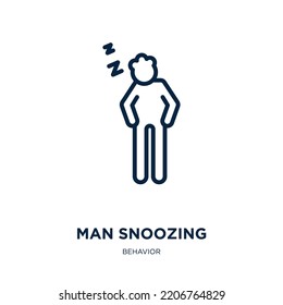 Man Snoozing Icon From Behavior Collection. Thin Linear Man Snoozing, Snooze, Man Outline Icon Isolated On White Background. Line Vector Man Snoozing Sign, Symbol For Web And Mobile