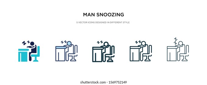 man snoozing icon in different style vector illustration. two colored and black man snoozing vector icons designed in filled, outline, line and stroke style can be used for web, mobile, ui