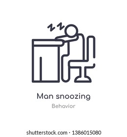 man snoozing outline icon. isolated line vector illustration from behavior collection. editable thin stroke man snoozing icon on white background