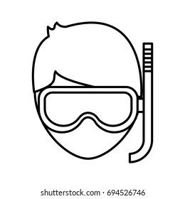 man with snorkel mask icon