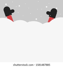 Man in snow hand gloves