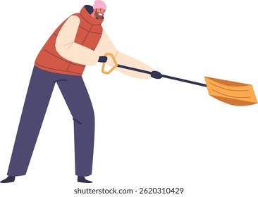 Man with snow shovel vector illustration