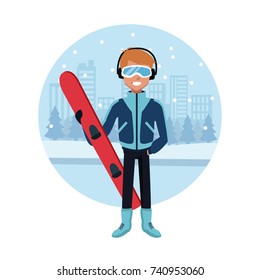 Man snowboard cartoon