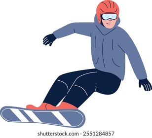 Ein Mann snowboardet einen Hügel hinunter