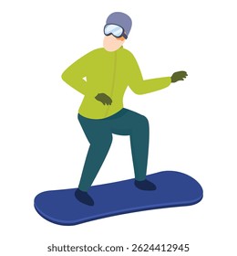 Man is snowboarding down a slope, enjoying the winter weather