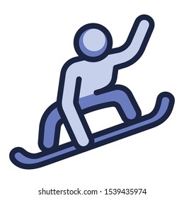Man snowboarding icon. Outline man snowboarding vector icon for web design isolated on white background