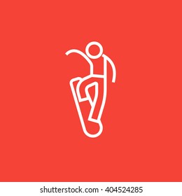 Man snowboarding line icon.