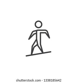 Man snowboarding line icon. linear style sign for mobile concept and web design. Snowboarder riding on snowboard outline vector icon. Winter sports symbol, logo illustration. Pixel perfect vector 