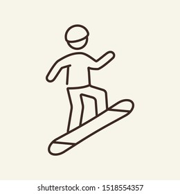 Man snowboarding line icon. Winter, snowboard, sport. Winter sport concept. Vector illustration can be used for topics like winter, sport, activity