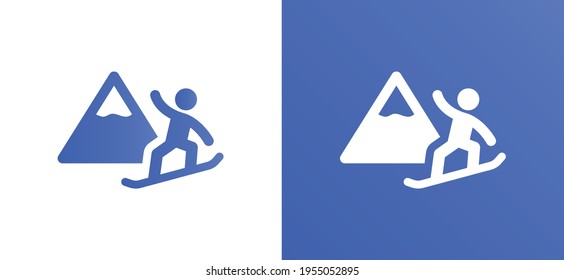 Man snowboarding on winter hill vector icon illustration.