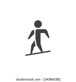 Man snowboarding vector icon. filled flat sign for mobile concept and web design. Snowboarder riding on snowboard glyph icon. Winter sports symbol, logo illustration. Pixel perfect vector graphics