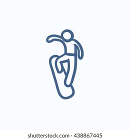 Man snowboarding vector sketch icon isolated on background. Hand drawn Man snowboarding icon. Man snowboarding sketch icon for infographic, website or app.