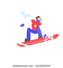 Man Snowboarding. Winter Vector Illustration