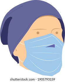 Man in snowcap wearing facemask during pandemic