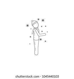 man and snowfall icon. Element of winter elements illustration. Thin line  illustration for website design and development, app development. Premium icon on white background