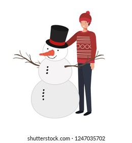man with snowman avatar character