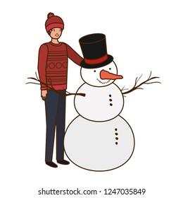 man with snowman avatar character