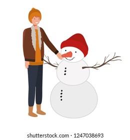 man with snowman avatar character