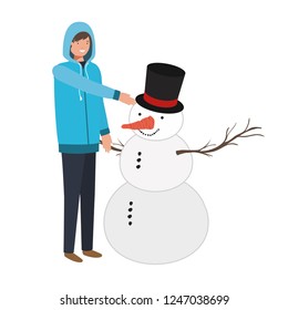 man with snowman avatar character