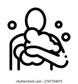 man en el vector de iconos de suds de jabón. el hombre en el signo de los suds de jabón. ilustración de símbolo de contorno aislado