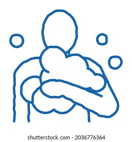 man in soap suds sketch icon vector. Hand drawn blue doodle line art man in soap suds sign. isolated symbol illustration