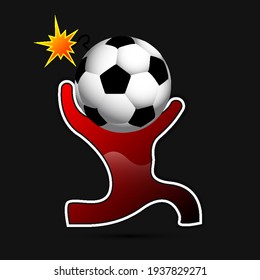A man with a soccer ball instead of a head, vector art illustration.