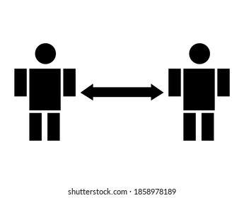 Man to man social distancing vector illustration. Minimum 6 Feet distancing Sign. Covid-19 Pandemic Prevention Illustration. Corona virus Spread Awareness Illustration Concept