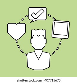 man and social media design, vector illustration