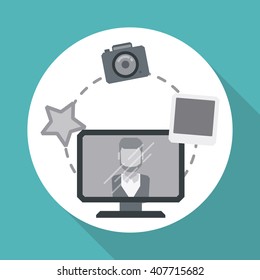 man and social media design, vector illustration