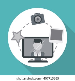 man and social media design, vector illustration