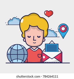 man with social media element to connect