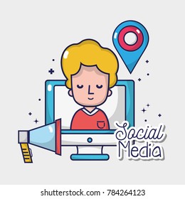 man with social media element to connect