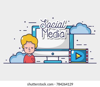 man with social media element to connect